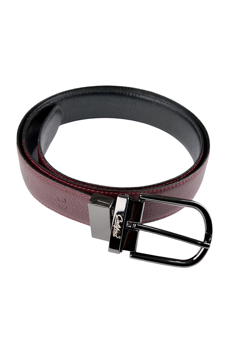 Reversible Smooth Leather Belt / Burgundy