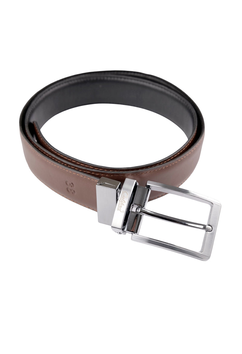 Reversible Smooth Leather Belt / Brown # 163