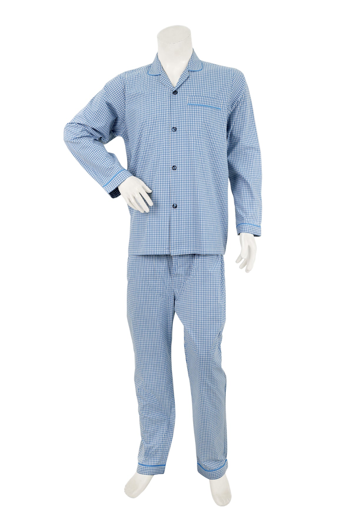 Sky Blue Checkered Night Suit / NS0926 - #2