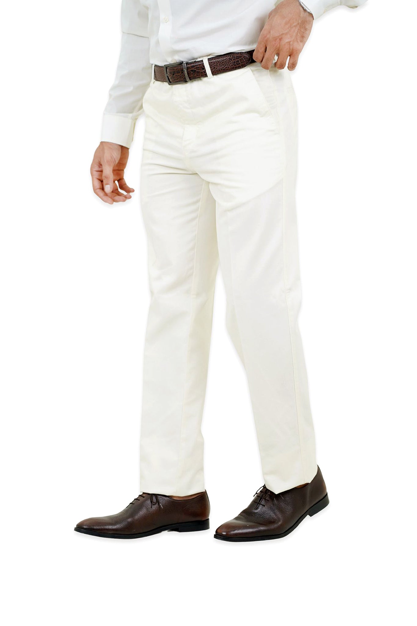 Ivory Cream Cotton Pants - N2016 CREAM