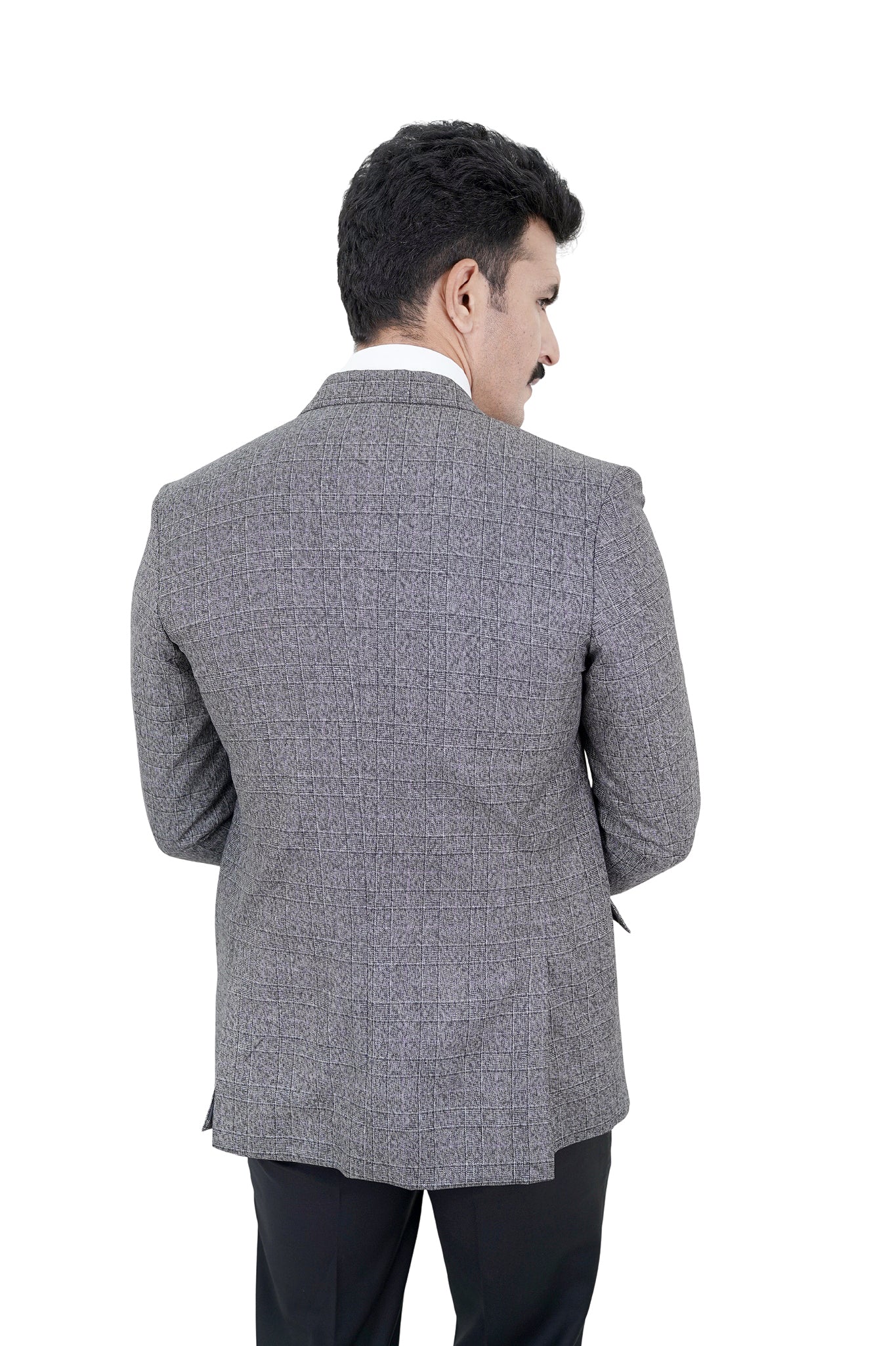 Classic Grey Micro-Check Blazer / ANL75-25BLZ / COL#GREY