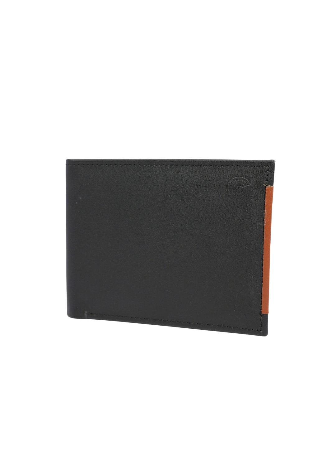 Califord Black Leather Bifold Wallet with Contrast Trim