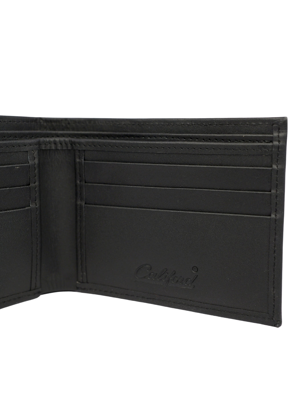 Califord Black Leather Bifold Wallet with Contrast Trim
