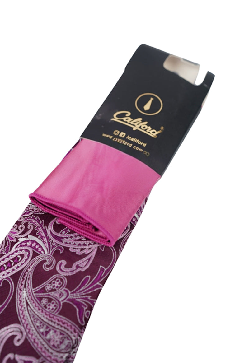 Deep Purple Paisley Necktie & Pocket Square Set