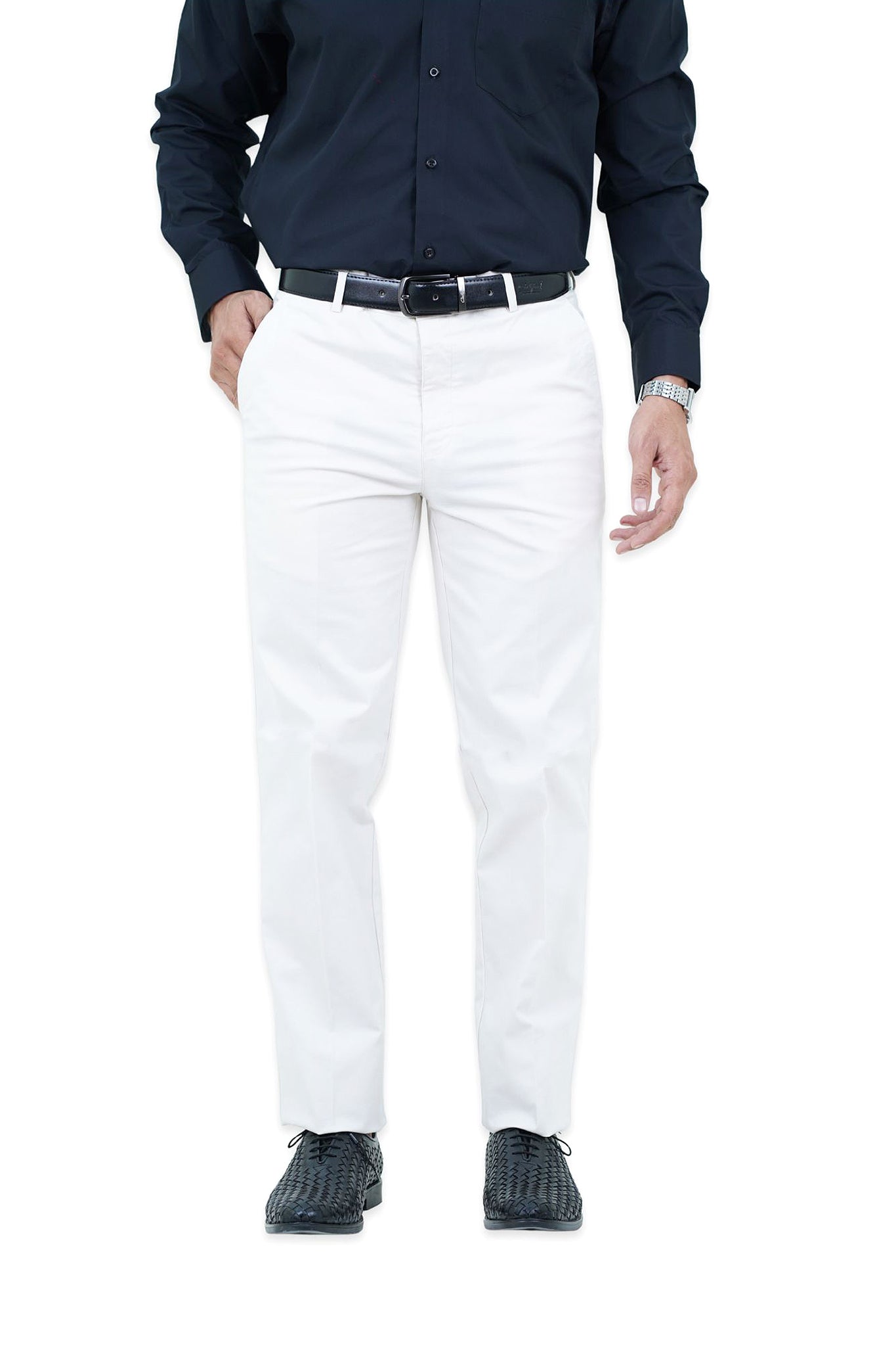 Classic White Cotton Pants - N2016 WHITE