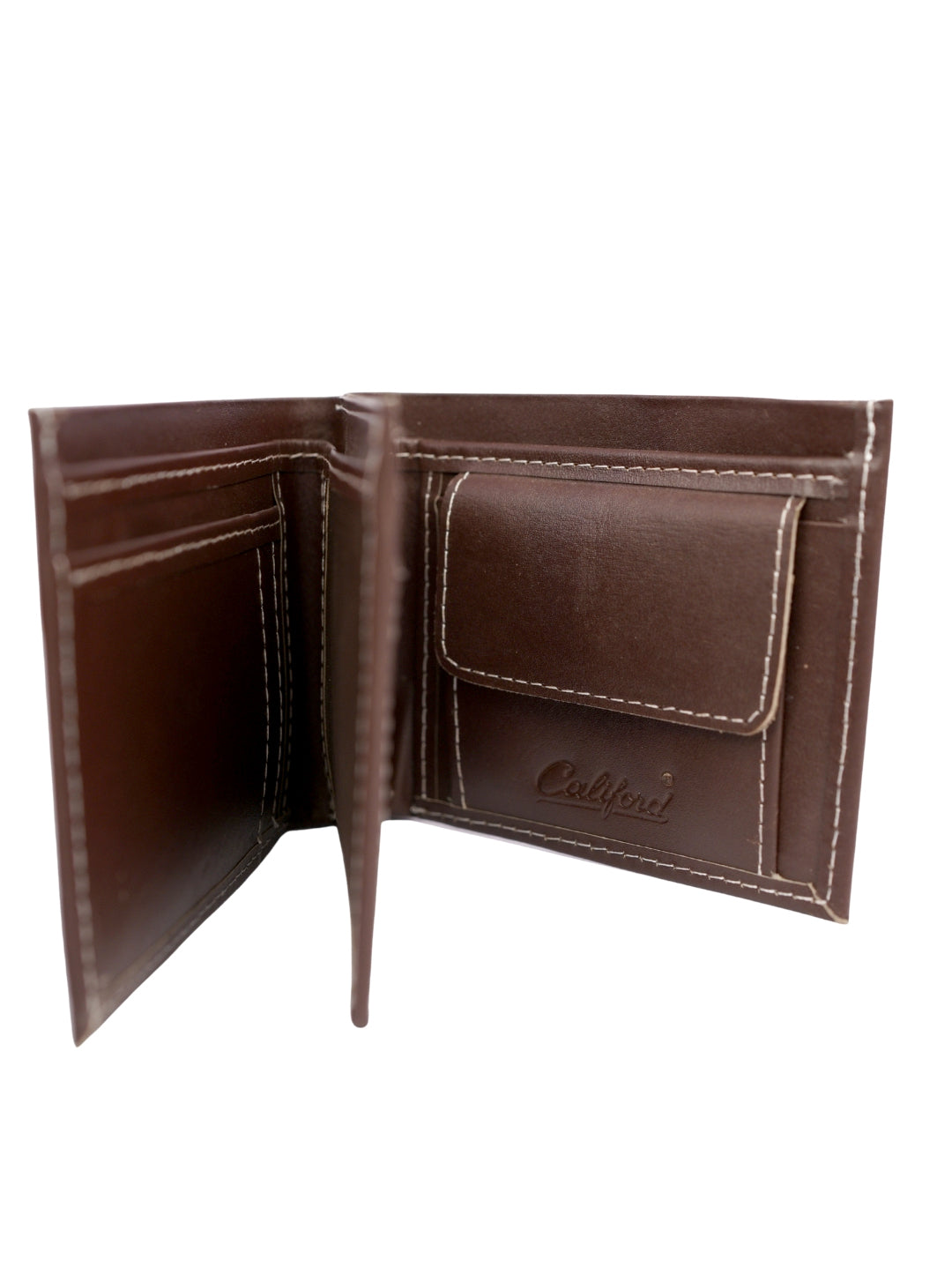 Califord Brown Leather Bifold Wallet with Coin Pocket