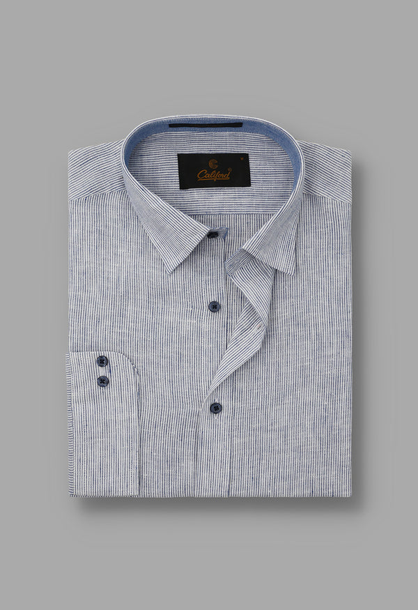 Blue fine stripe Linen shirt - 032249/04