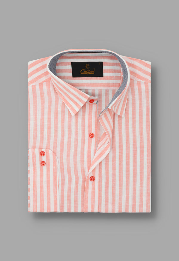Baby pink stripes Linen shirt - 032249/25