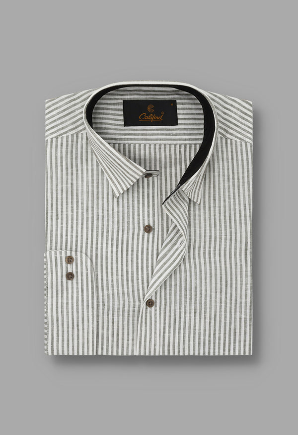 Sage stripes linen shirt - 032249/05