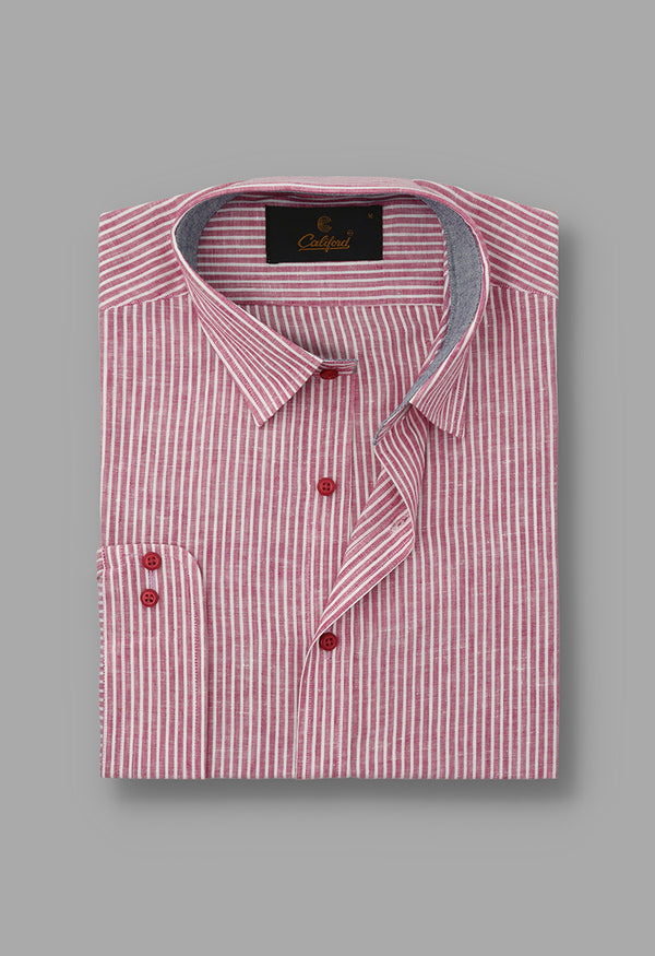 Pink stripe Linen shirt - 032249/16