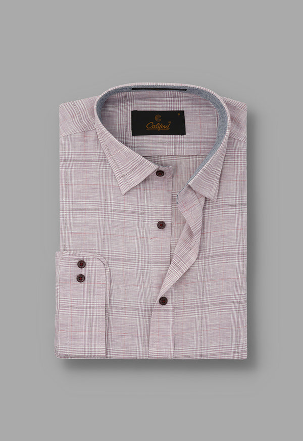 Pink checkered Linen shirt - 032249/27
