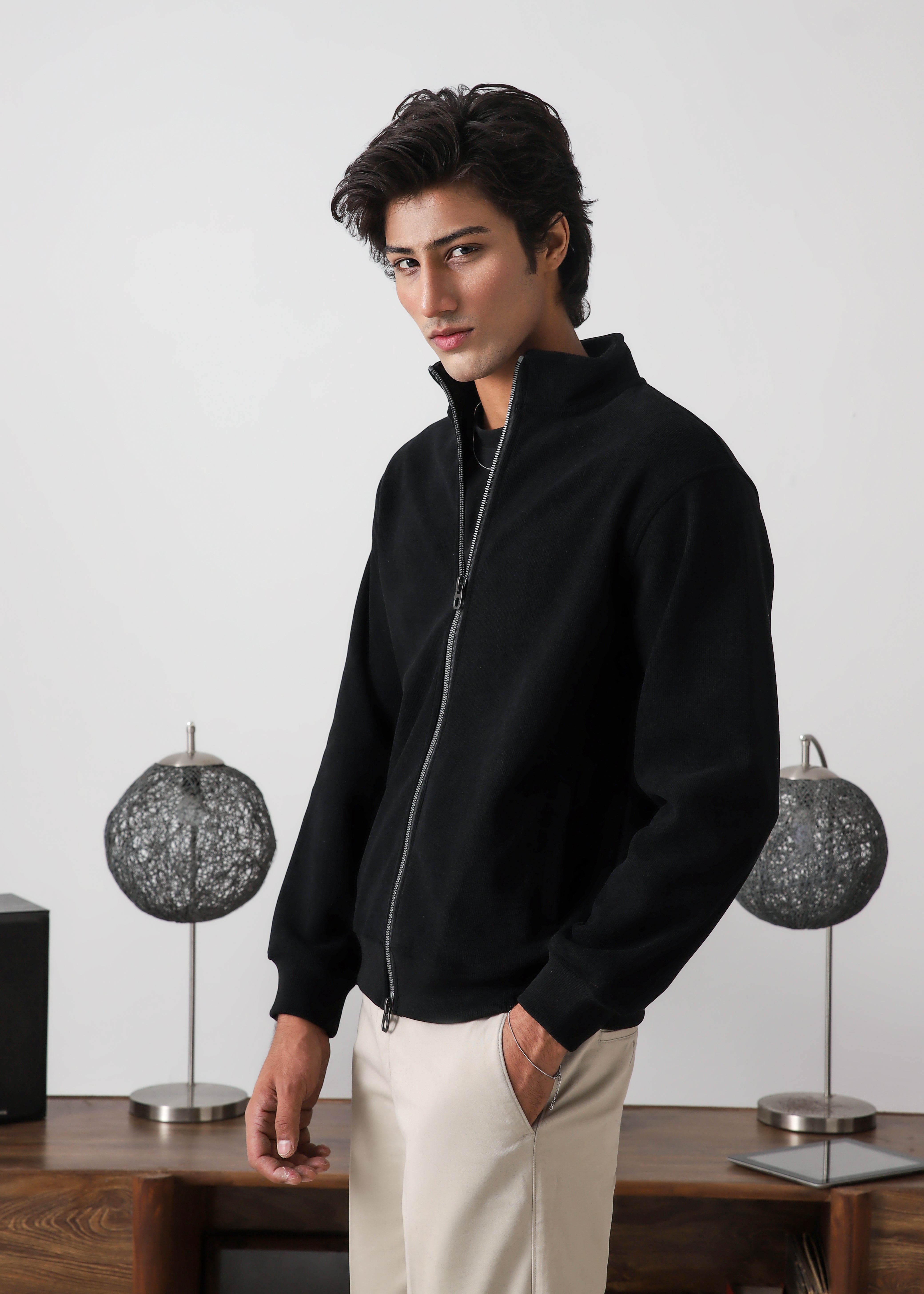 Black corduroy zipper