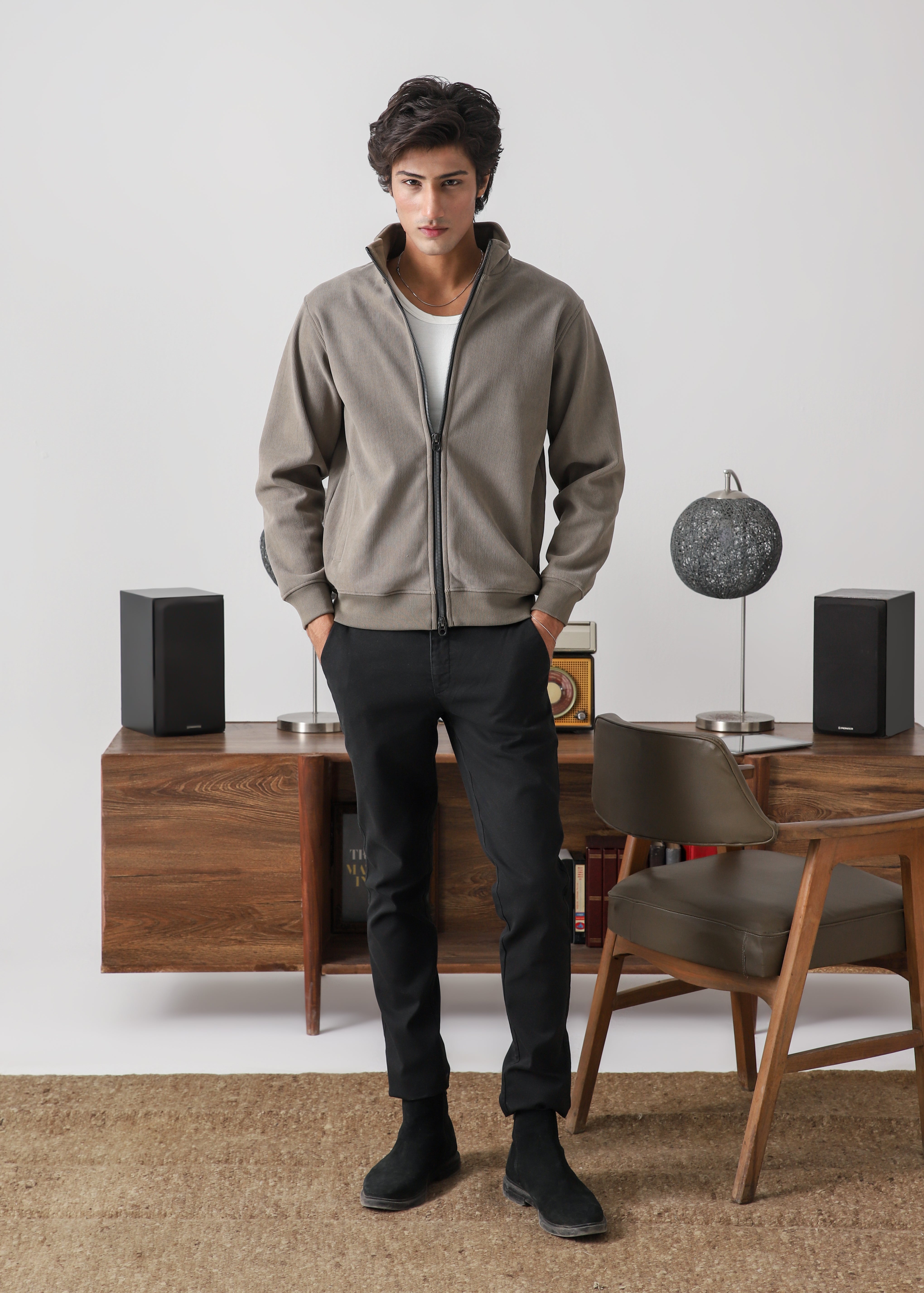 Olive corduroy zipper