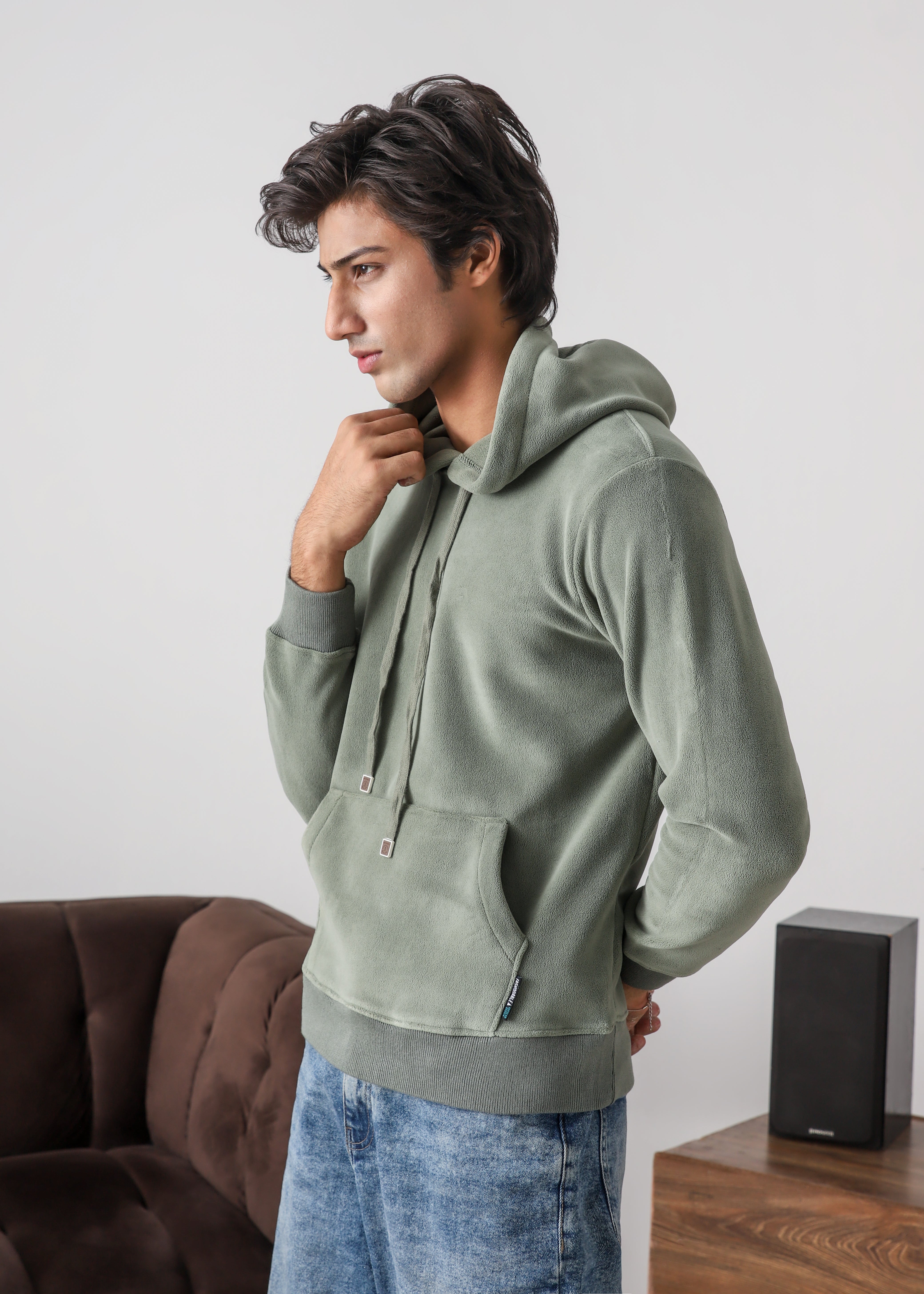 Plush pullover hoodie- Sage