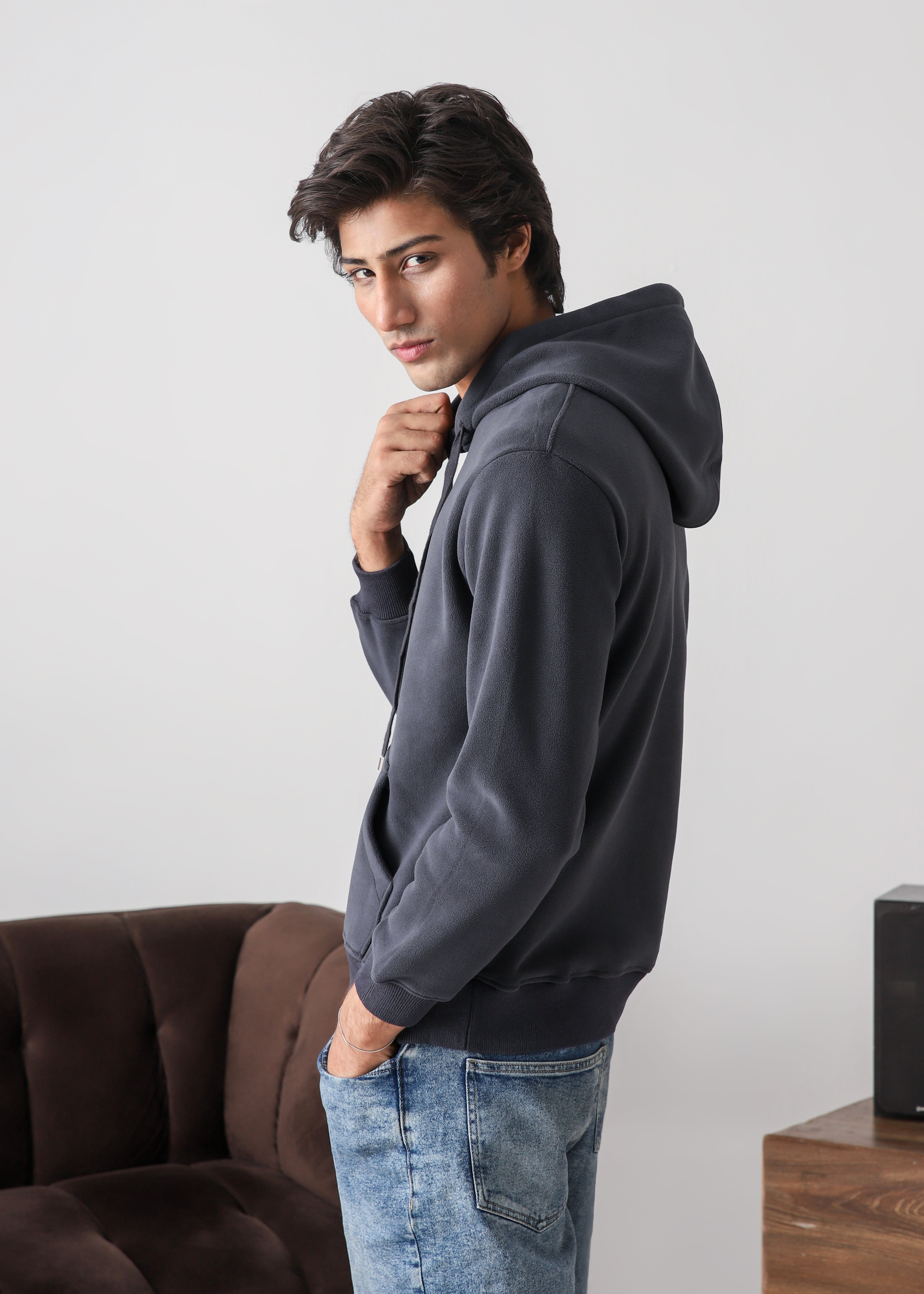 Plush Pullover hoodie- Midnight blue