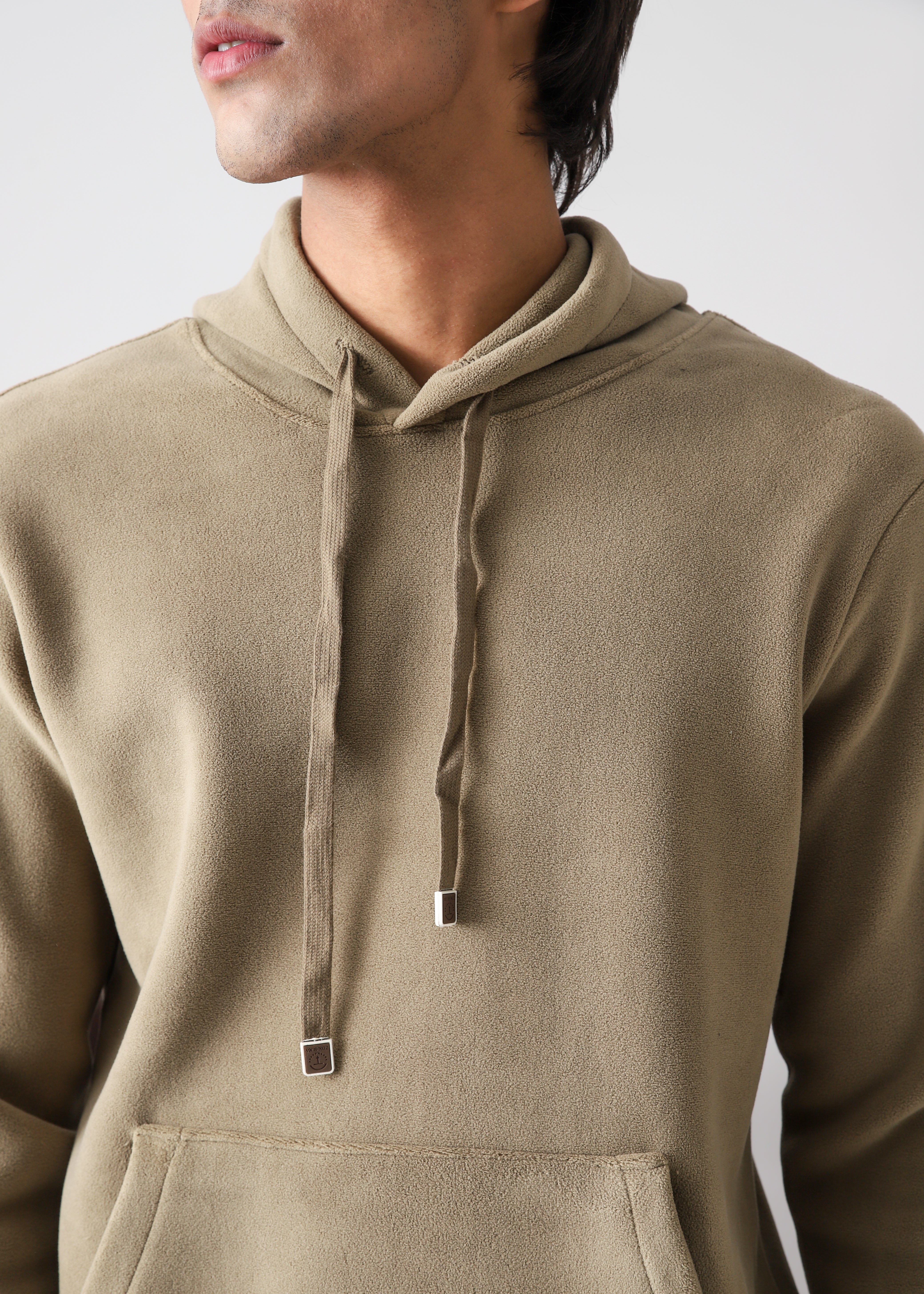 Plush pullover hoodie- Khaki
