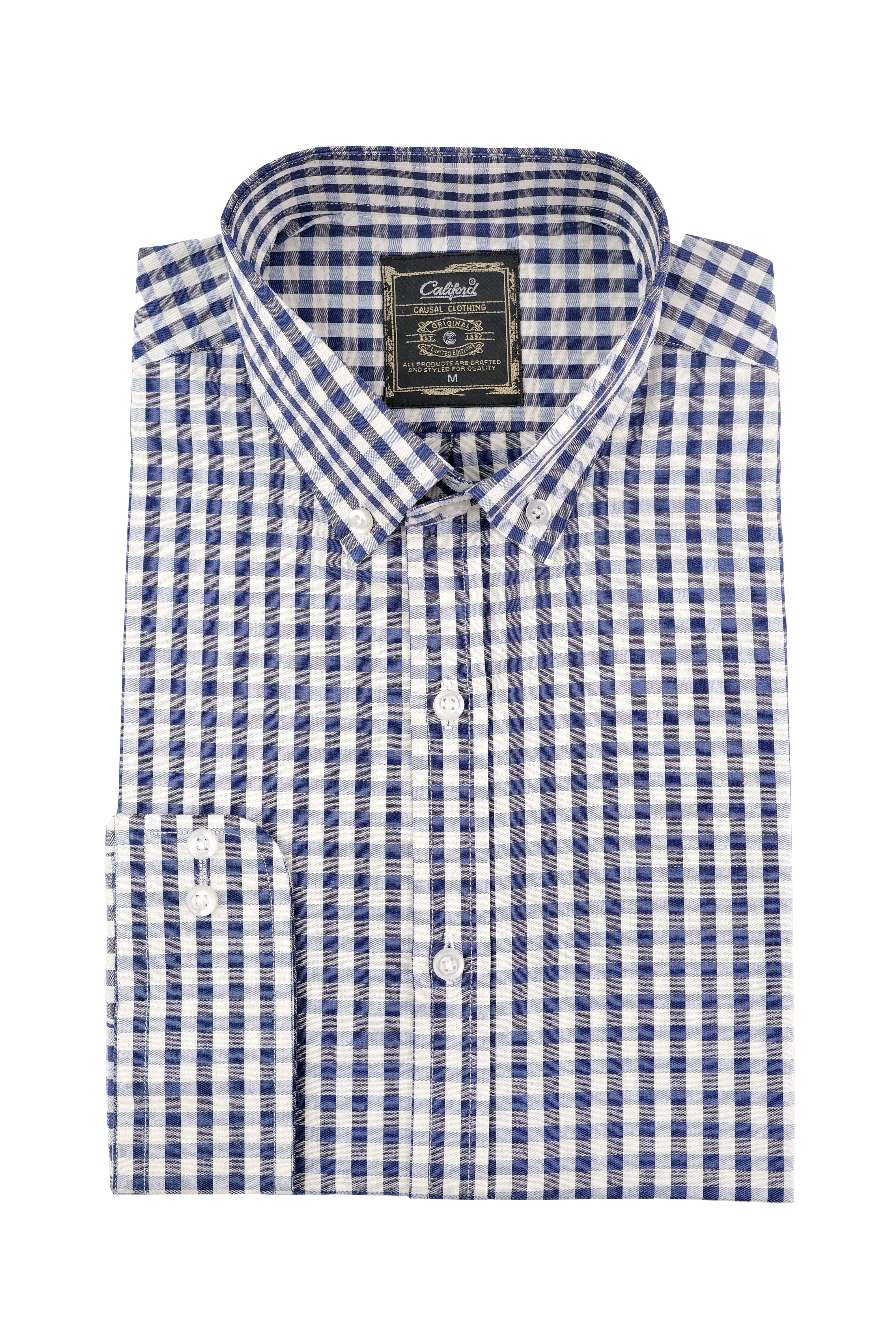 High-Contrast Navy Gingham Shirt - 052638/01