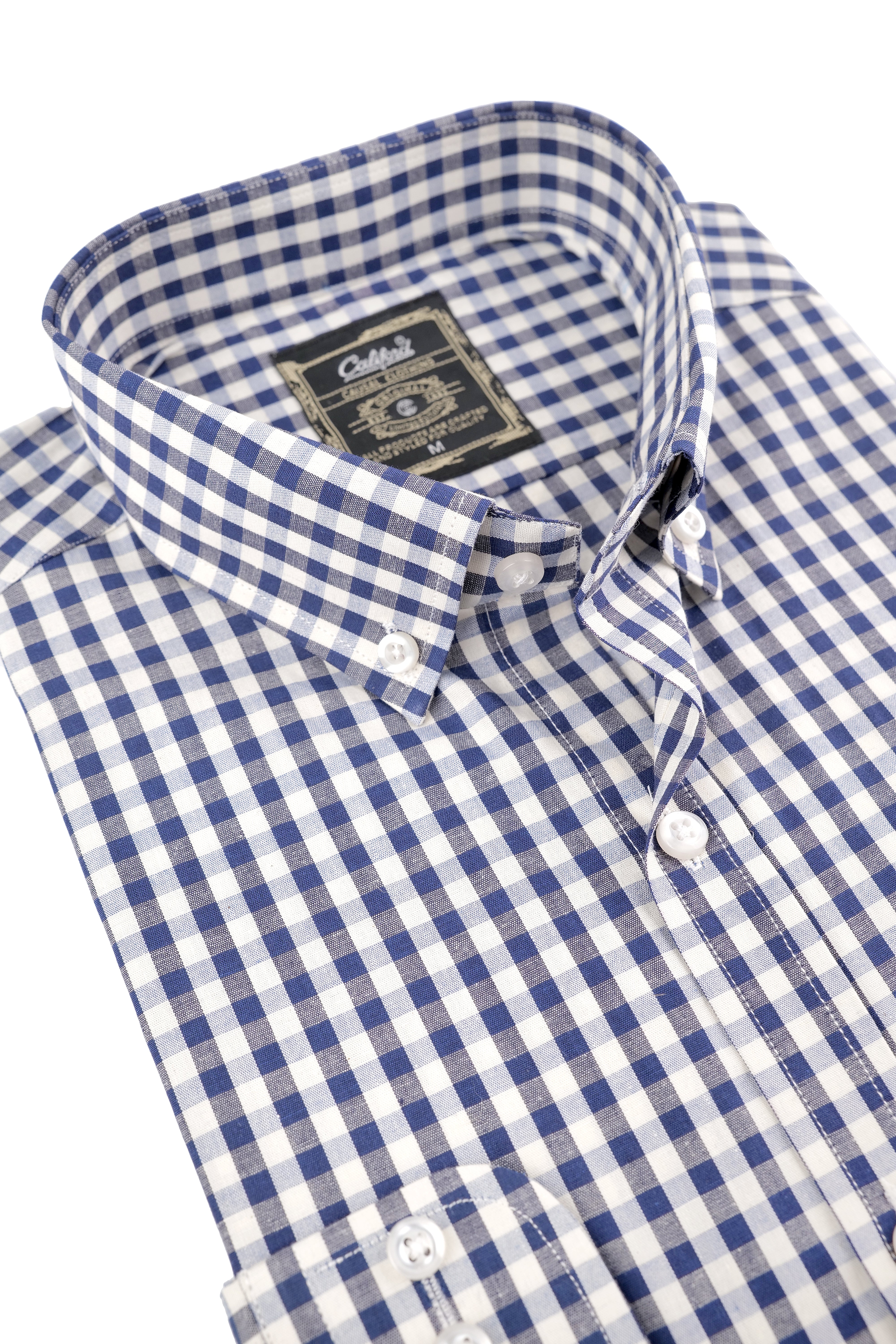 High-Contrast Navy Gingham Shirt - 052638/01