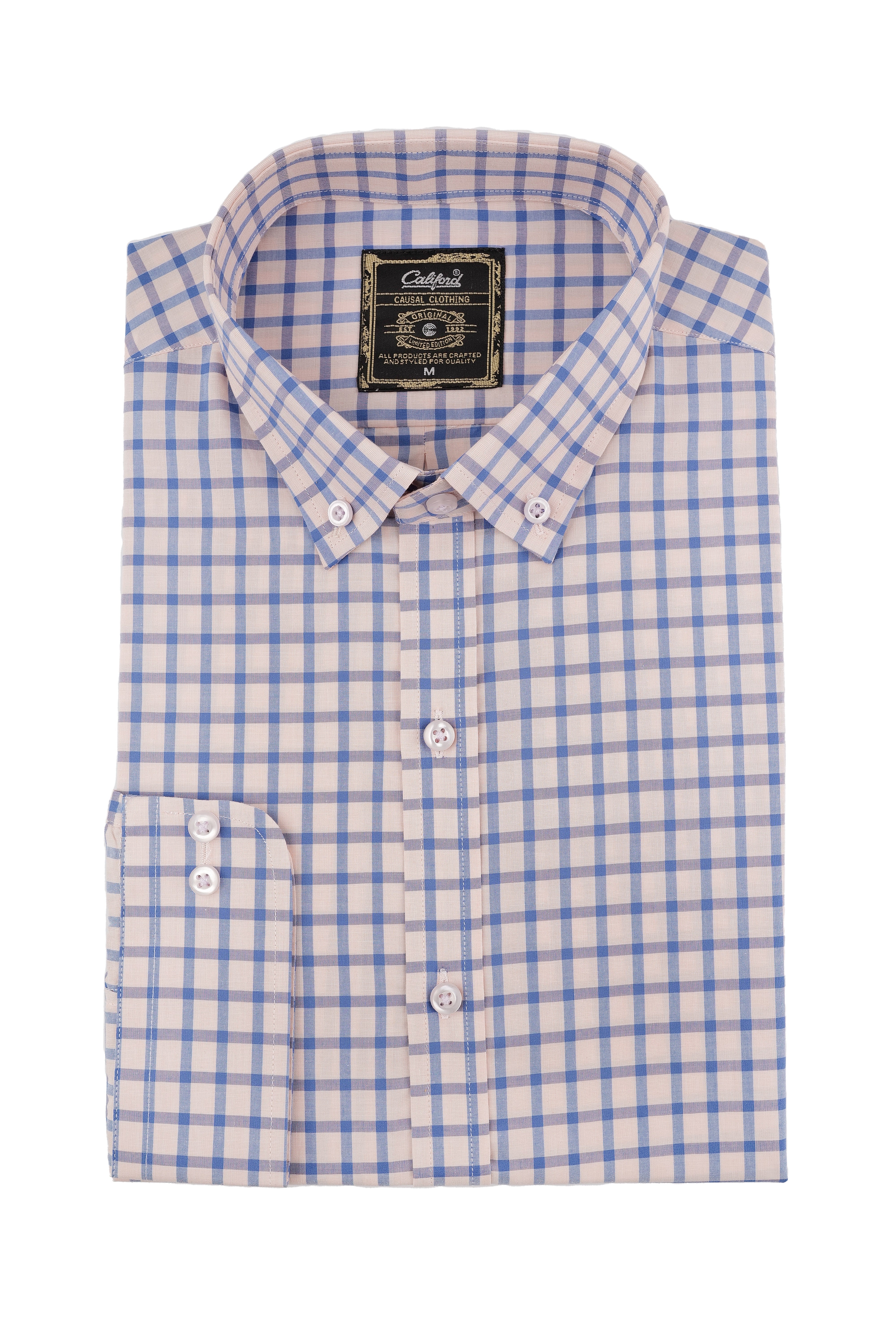 Warm Tan Blue Check Shirt - 052638/08
