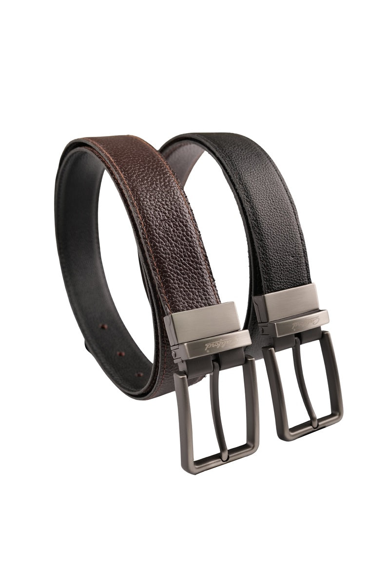 Reversible Textured Leather Belt / Black FGTAN-26