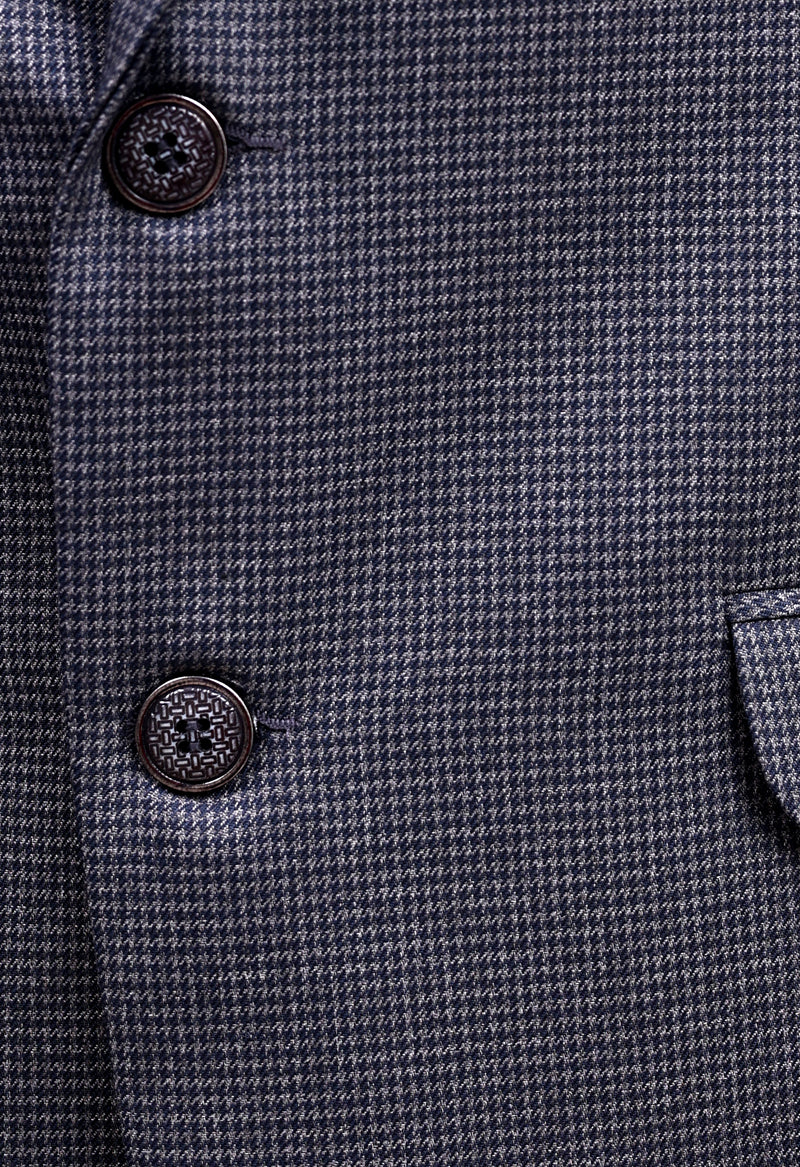 BLUE MICRO HOUNDTOOTH KEI BLAZER (ANCHK-22) - Califord