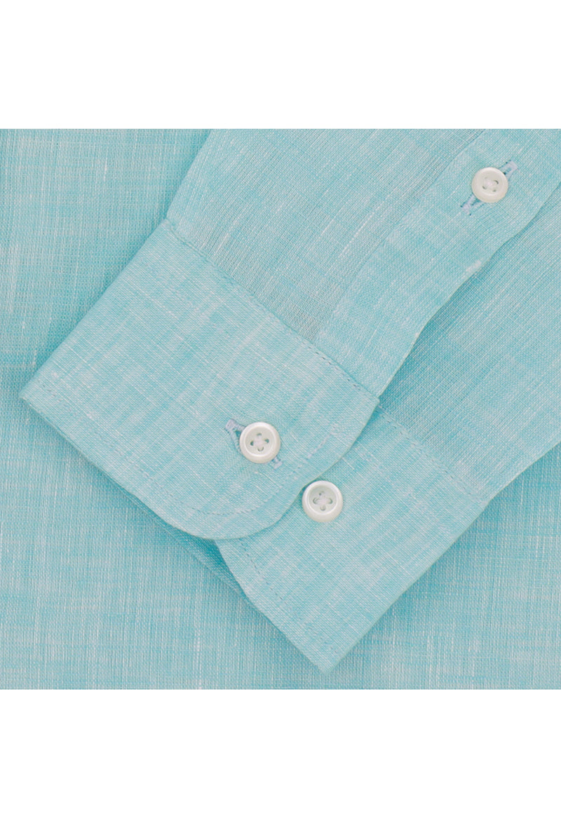 Turquoise blue linen shirt - 032250- 02 - Califord