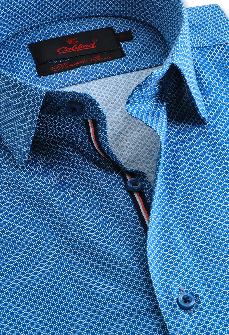 Azure blue printed shirt / Marcopolo 102382-07