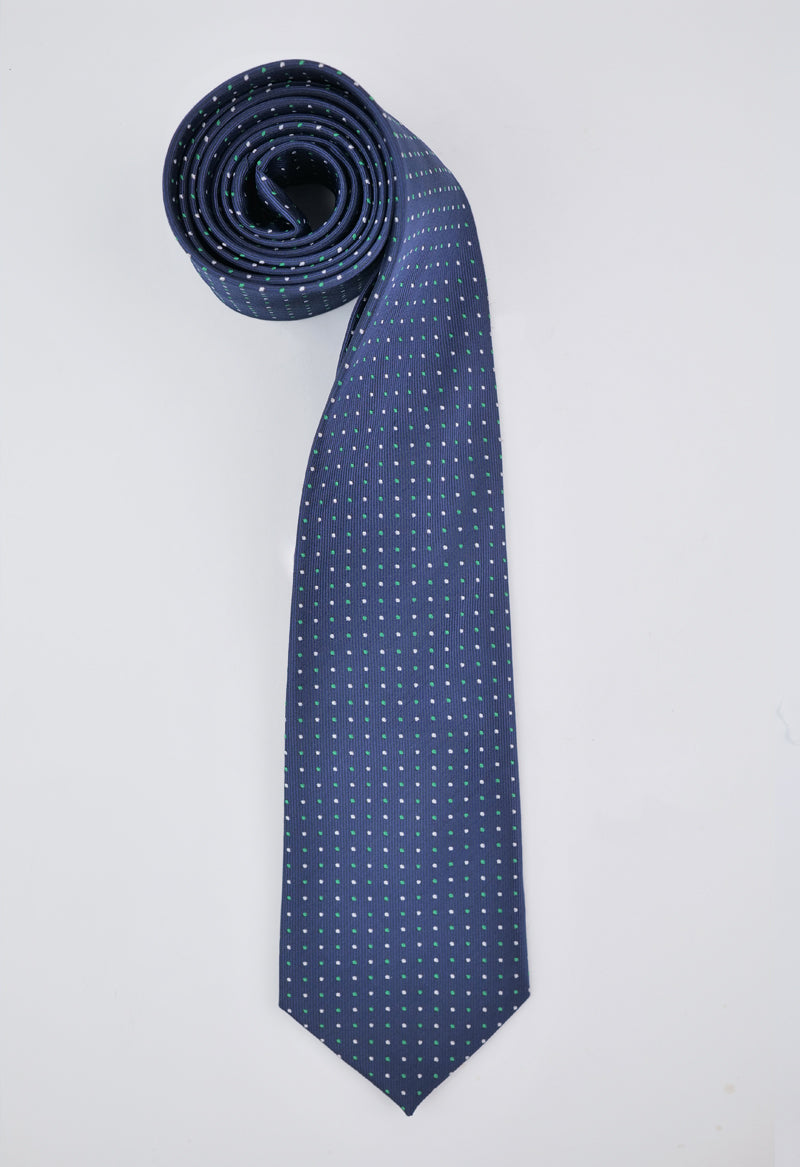 Navy Emerald Pin-Dot Necktie and Pocket Square Set