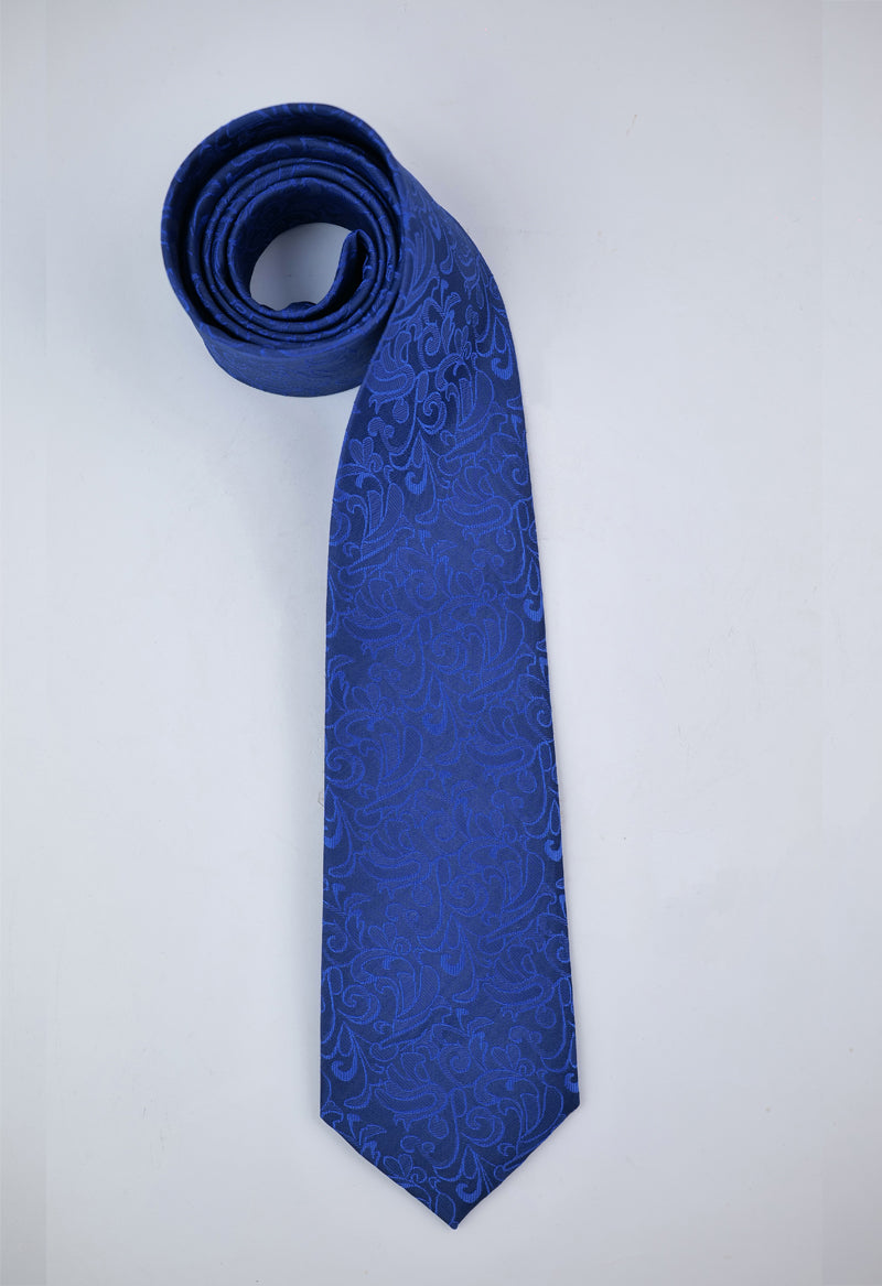 Royal Blue Paisley Necktie & Pocket Square Set