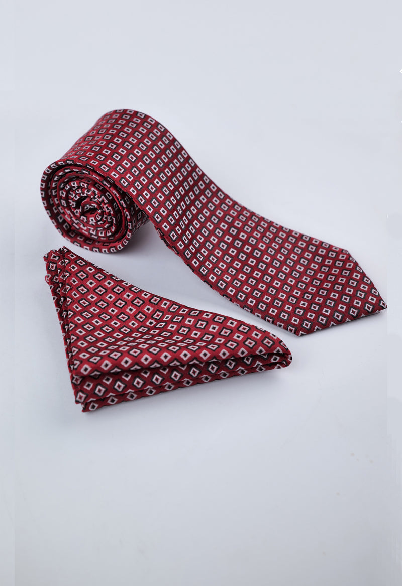 Ruby Diamond Necktie & Pocket Square Set