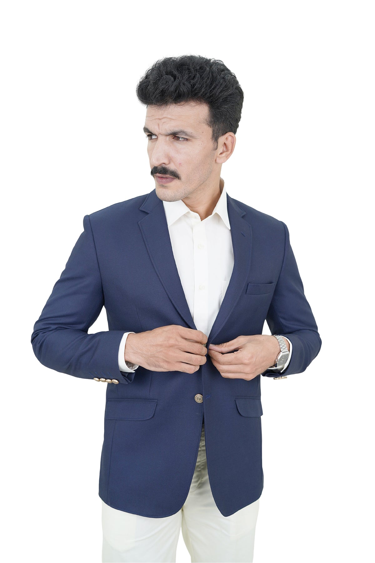 Heritage Navy Brass-Button Blazer / MZTWILLBLZ-26 / COLOR # BLUE