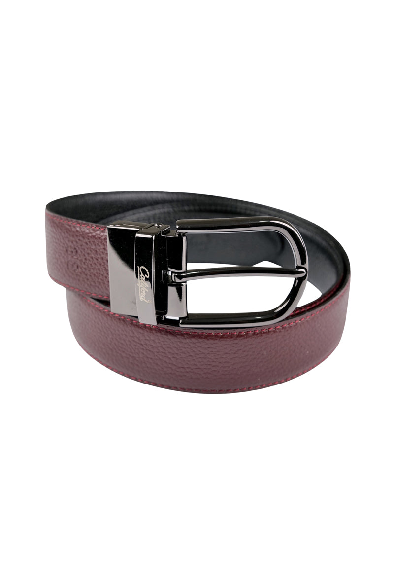 Reversible Smooth Leather Belt / Burgundy