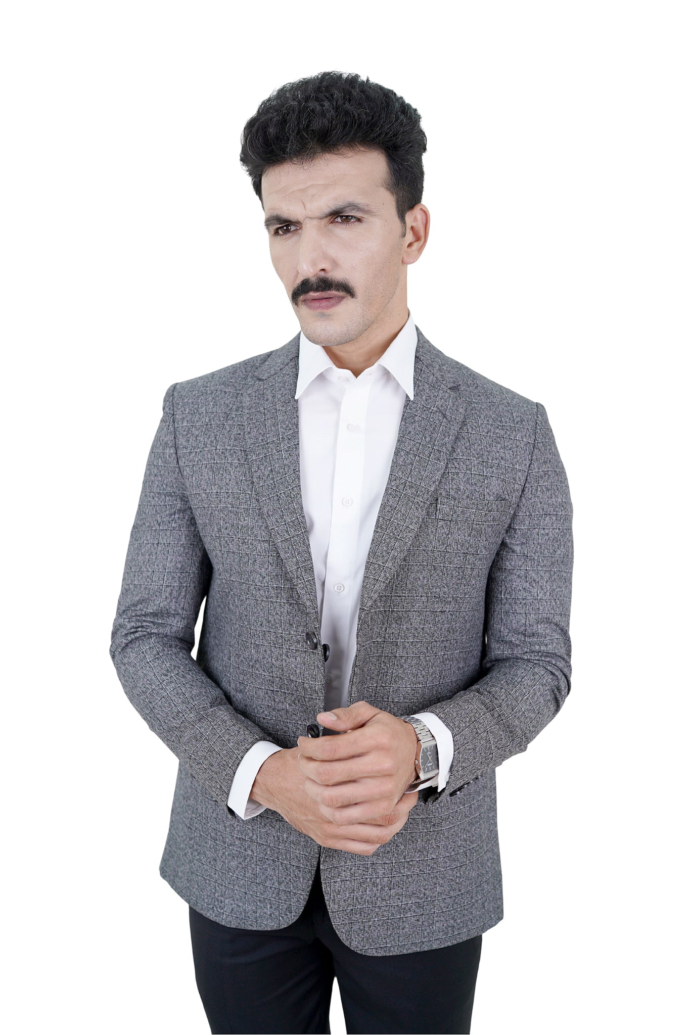 Classic Grey Micro-Check Blazer / ANL75-25BLZ / COL#GREY