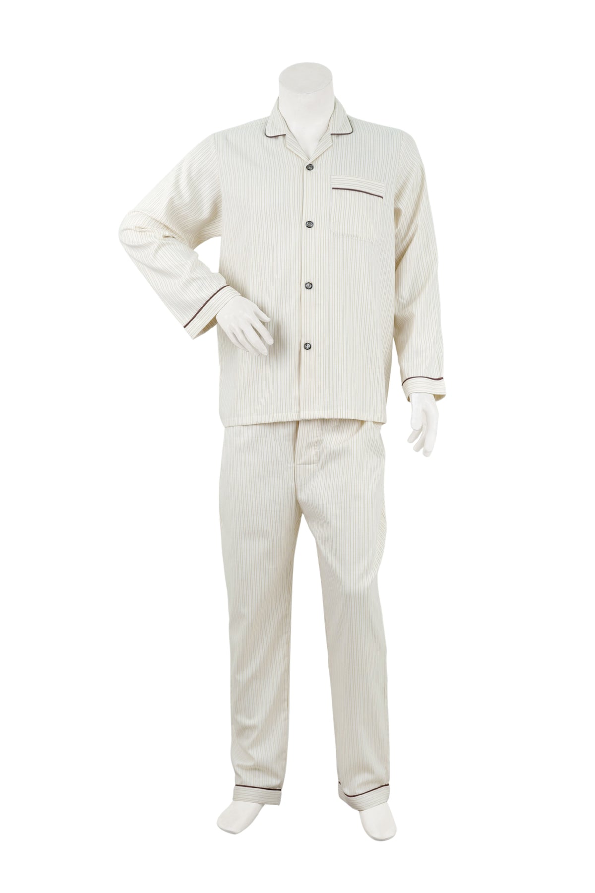 Ivory Pinstripe Classic Night Suit / NS0926 - #6