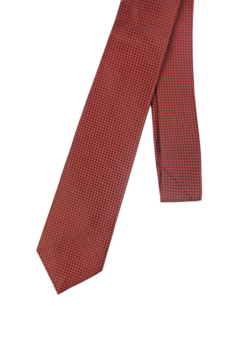 Red & Black Micro-Basketweave Necktie & Pocket Square Set