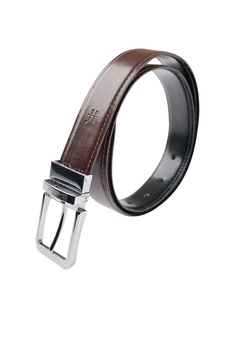 Reversible Smooth Leather Belt / Brown FGPLA-26