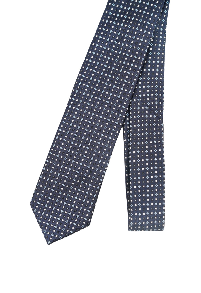Navy Geometric Diamond Necktie & Pocket Square Set