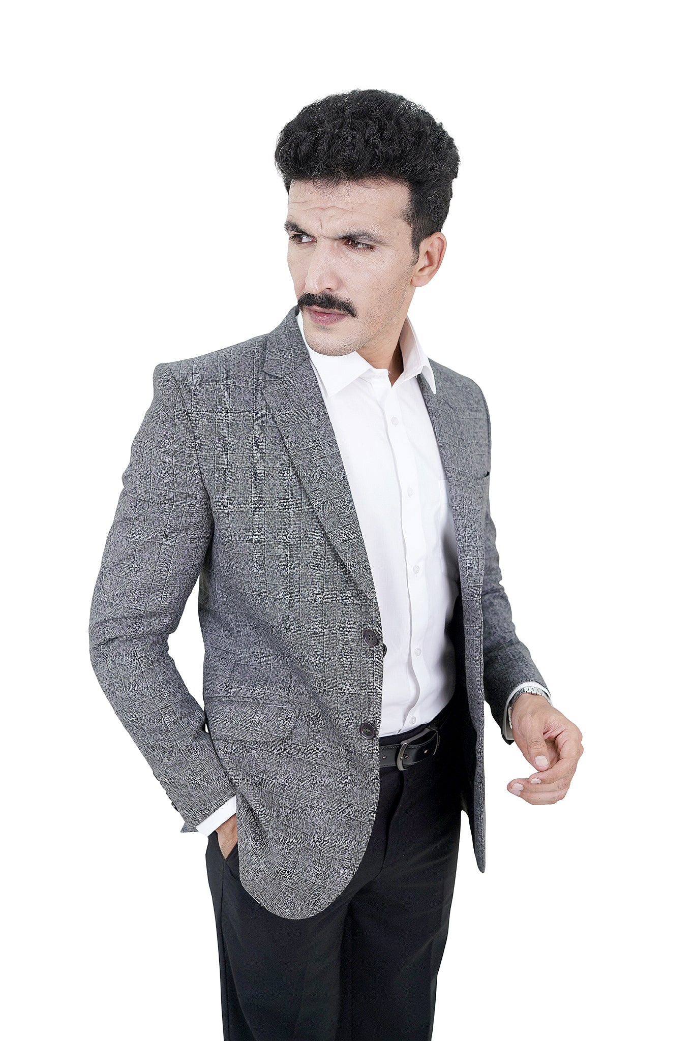 Classic Grey Micro-Check Blazer / ANL75-25BLZ / COL#GREY
