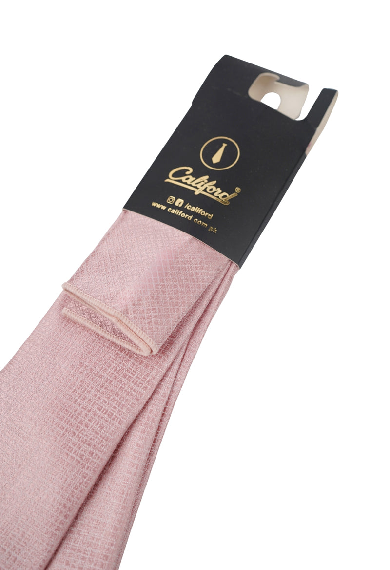 Textured Soft Pink Necktie & Pocket Square Set