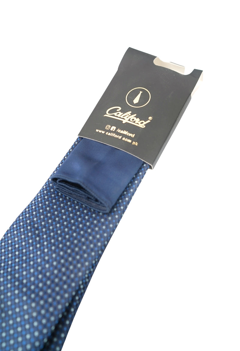 Navy & Sky Blue Micro-Dot Necktie & Pocket Square Set