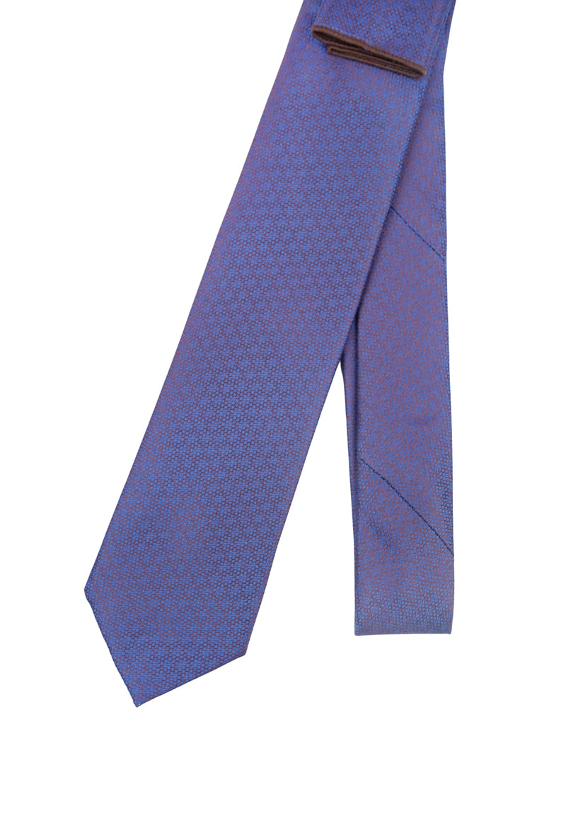 Indigo & Rust Micro-Textured Necktie & Pocket Square Set