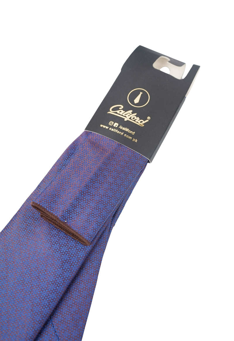 Indigo & Rust Micro-Textured Necktie & Pocket Square Set