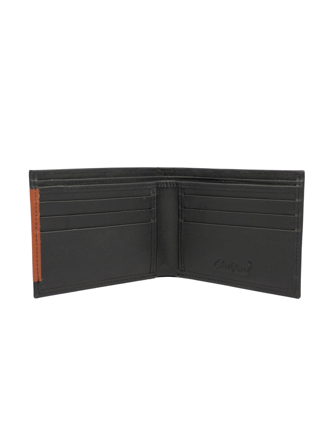 Califord Black Leather Bifold Wallet with Contrast Trim