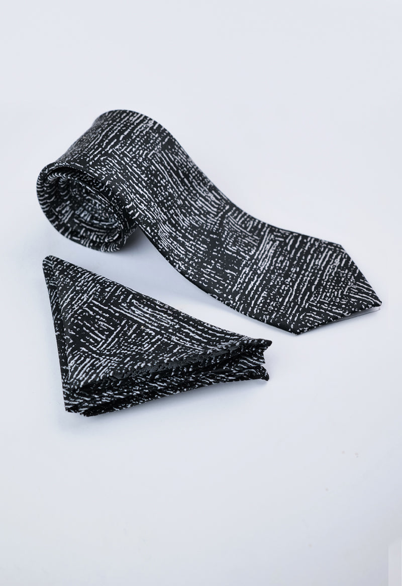 Onyx Abstract Necktie & Pocket Square Set