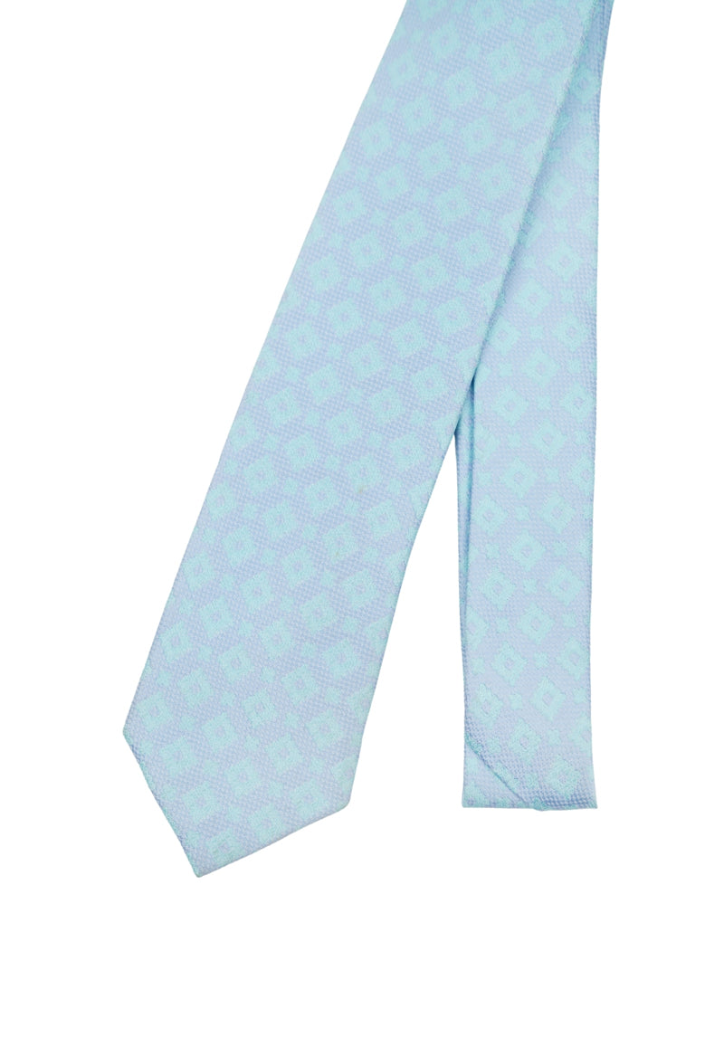 Sky Blue Geometric Necktie & Pocket Square Set