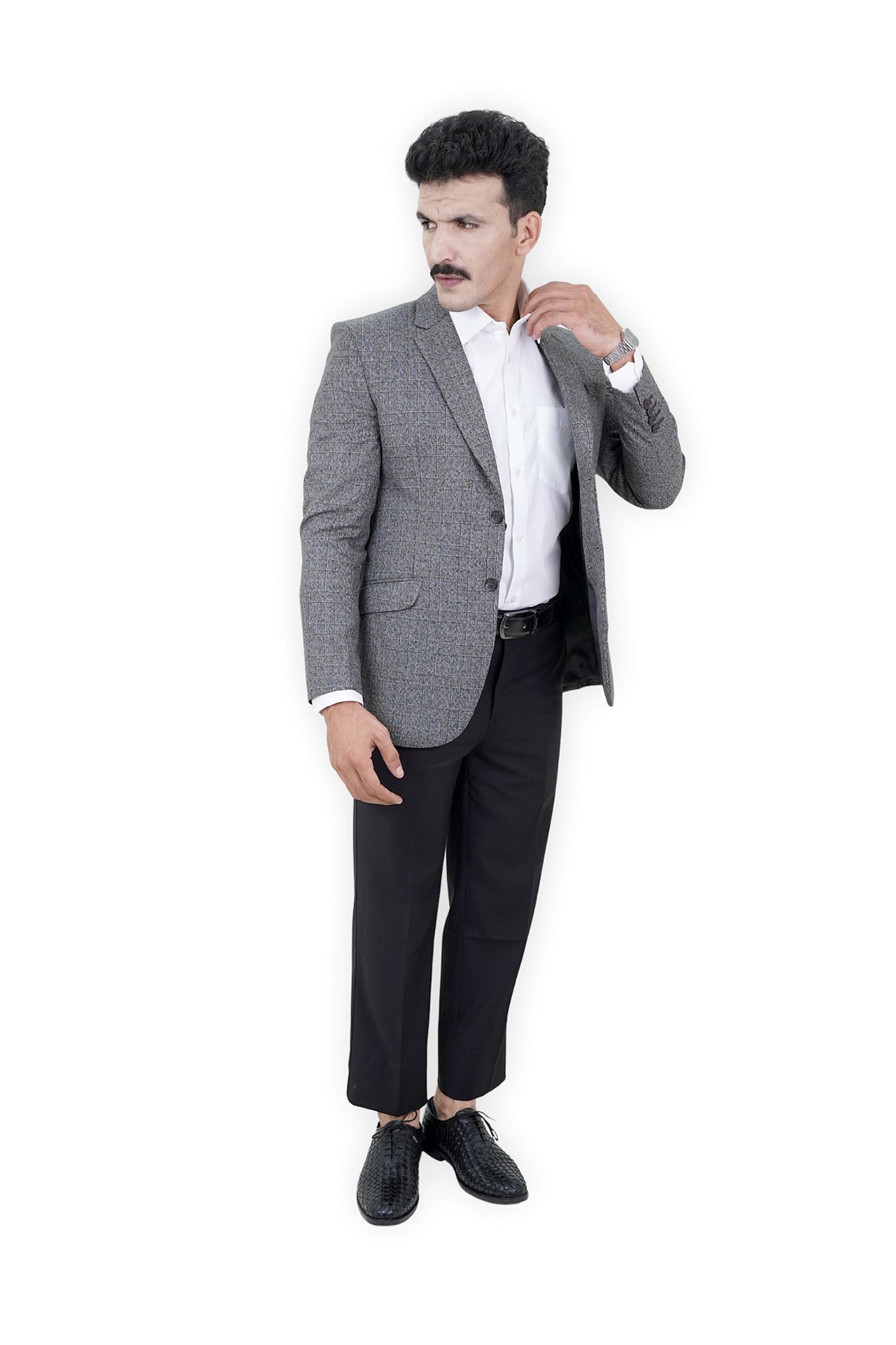 Classic Grey Micro-Check Blazer / ANL75-25BLZ / COL#GREY