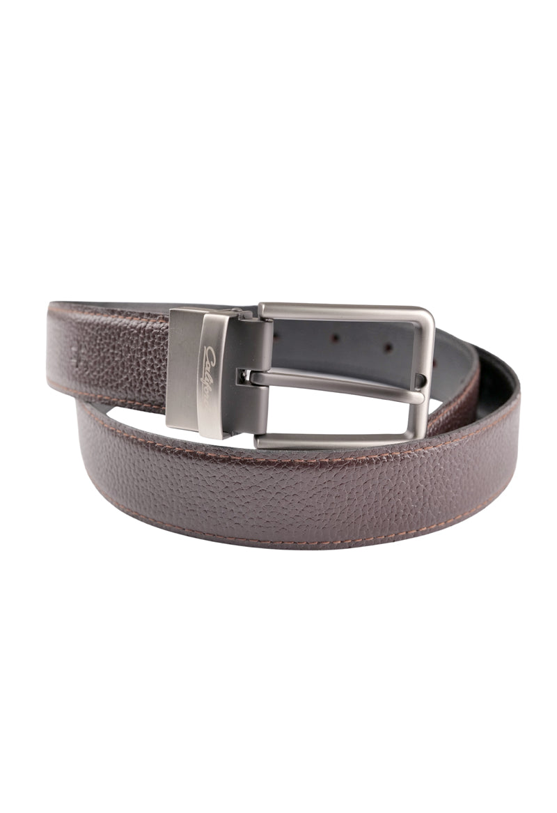 Reversible Textured Leather Belt / Brown FGTAN-26