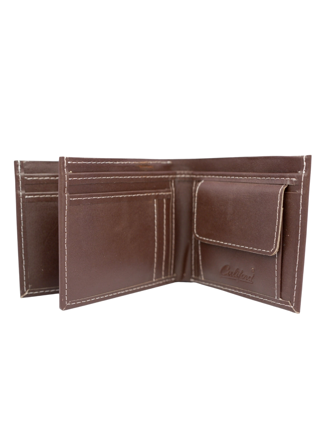 Califord Brown Leather Bifold Wallet with Coin Pocket