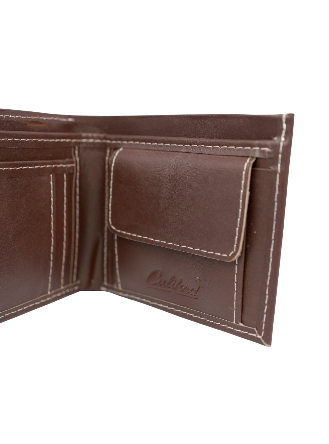 Califord Brown Leather Bifold Wallet with Coin Pocket