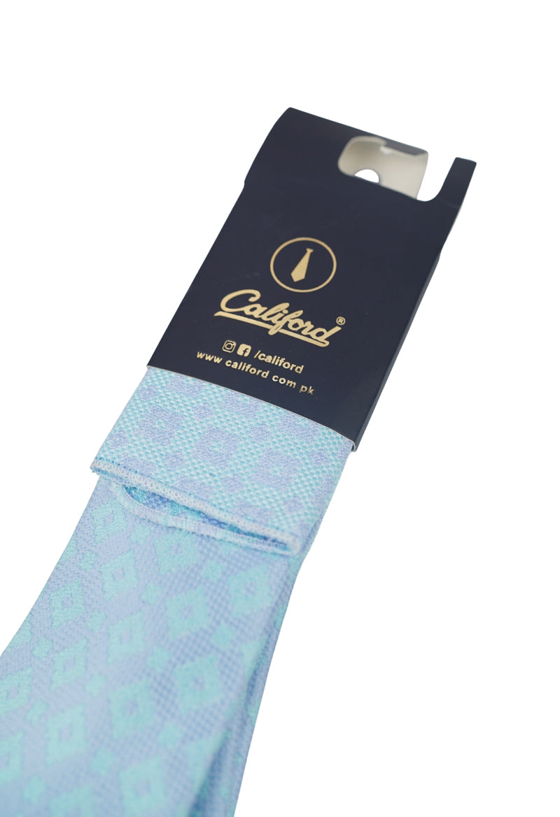 Sky Blue Geometric Necktie & Pocket Square Set